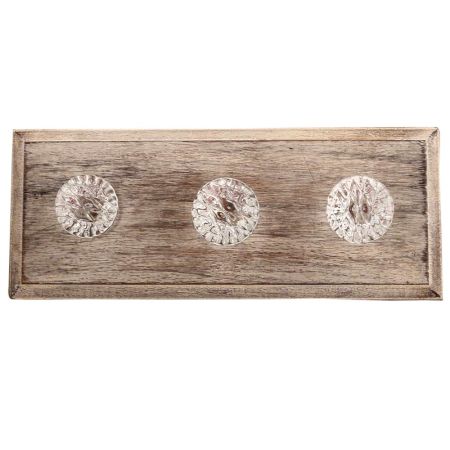 Clear Cut Oval Shape Glass Wooden Hook